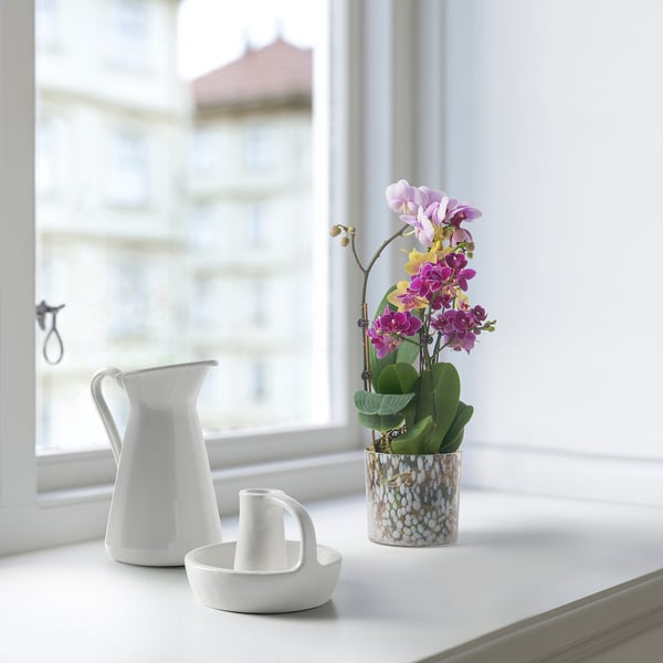 ULLSYREN Plant pot, dotted white, 4 ¾ "