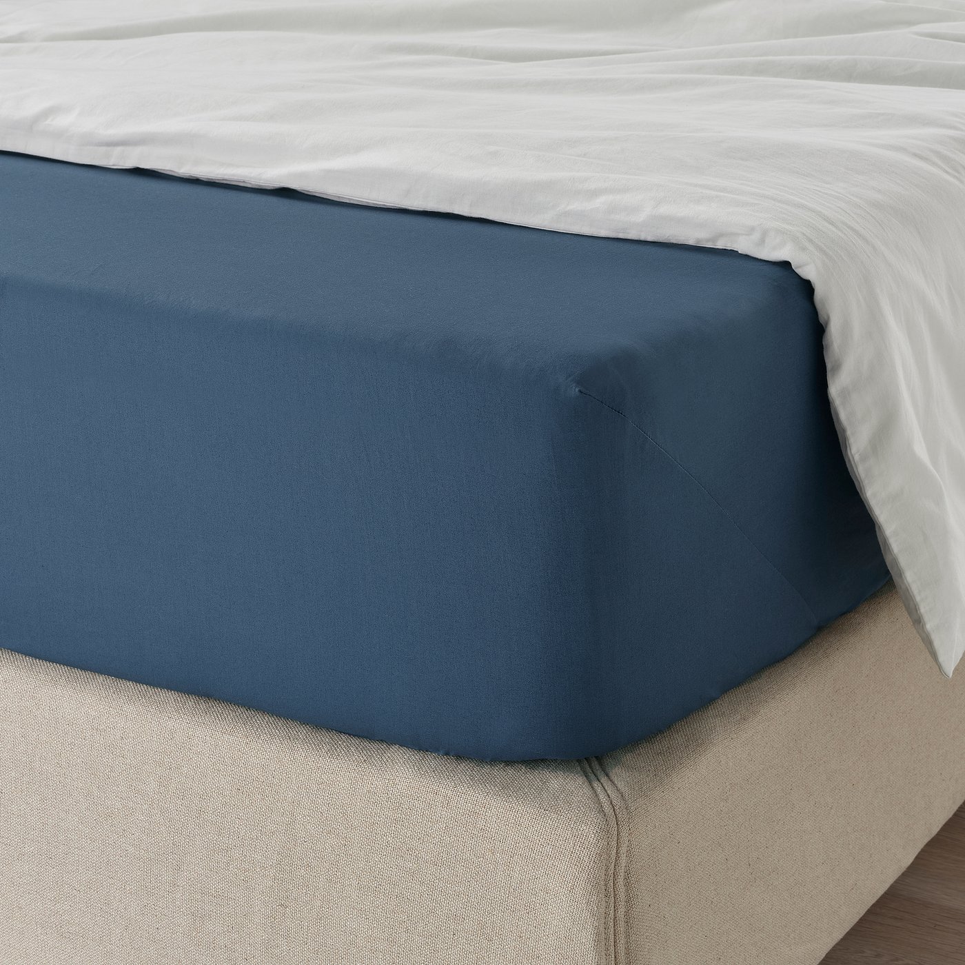 ULLVIDE Fitted sheet, dark blue, King - IKEA