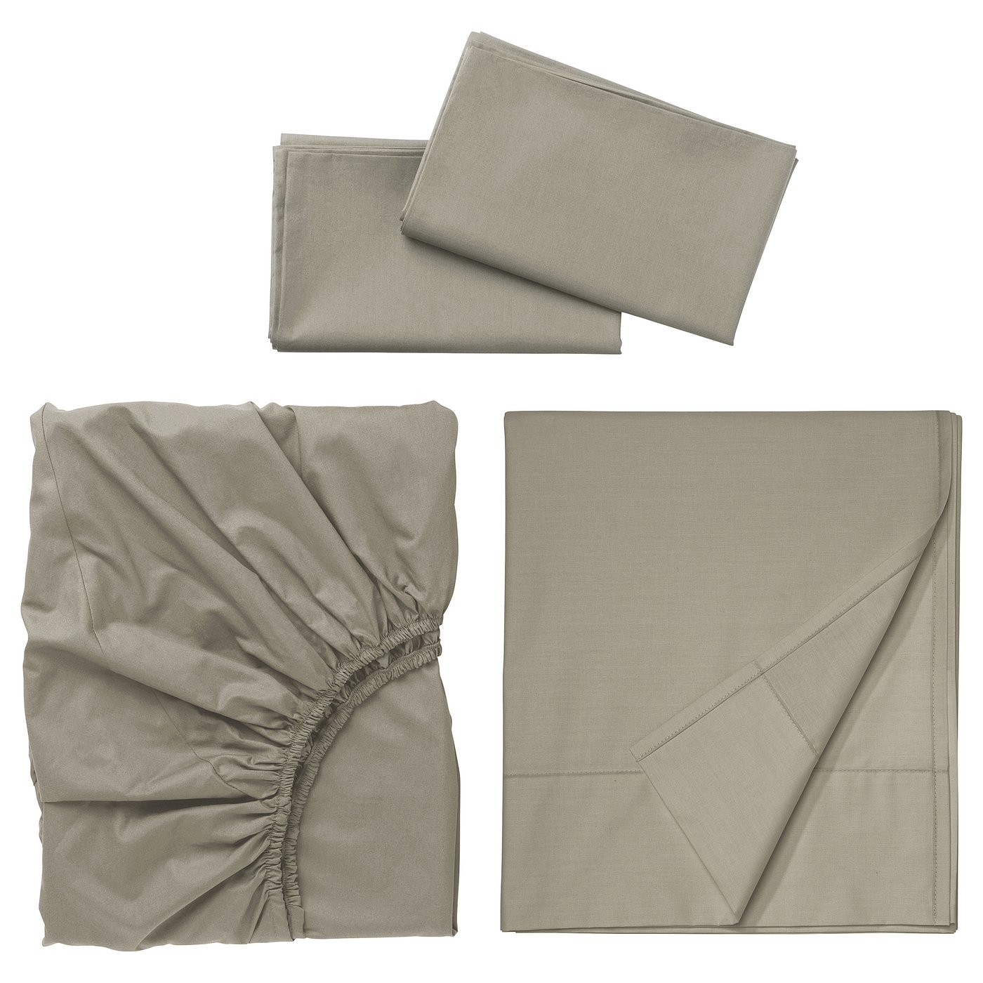 ULLVIDE Sheet set, gray-beige, King