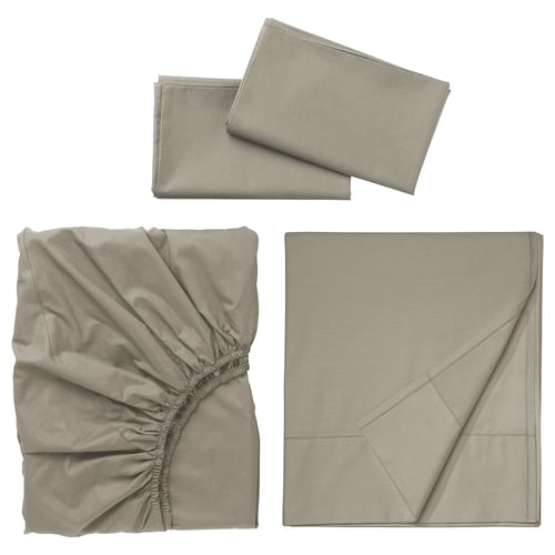 ULLVIDE bed set: light grey percale, cotton-lyocell blend, fitted sheet to 37cm, simple design.