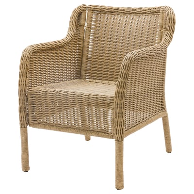 ULVEVÄR Armchair, outdoor, plastic rattan/brown