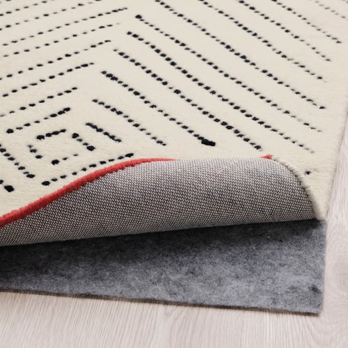UNDERVISNING rug, low pile, offwhite black/handmade, 5'7"x7'10" IKEA