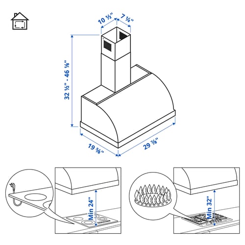 Illustration with measurements for the product: UNGDOMLIG.