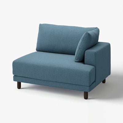 Blue UPPÅKRA chair - fabric, wooden legs, corner style.