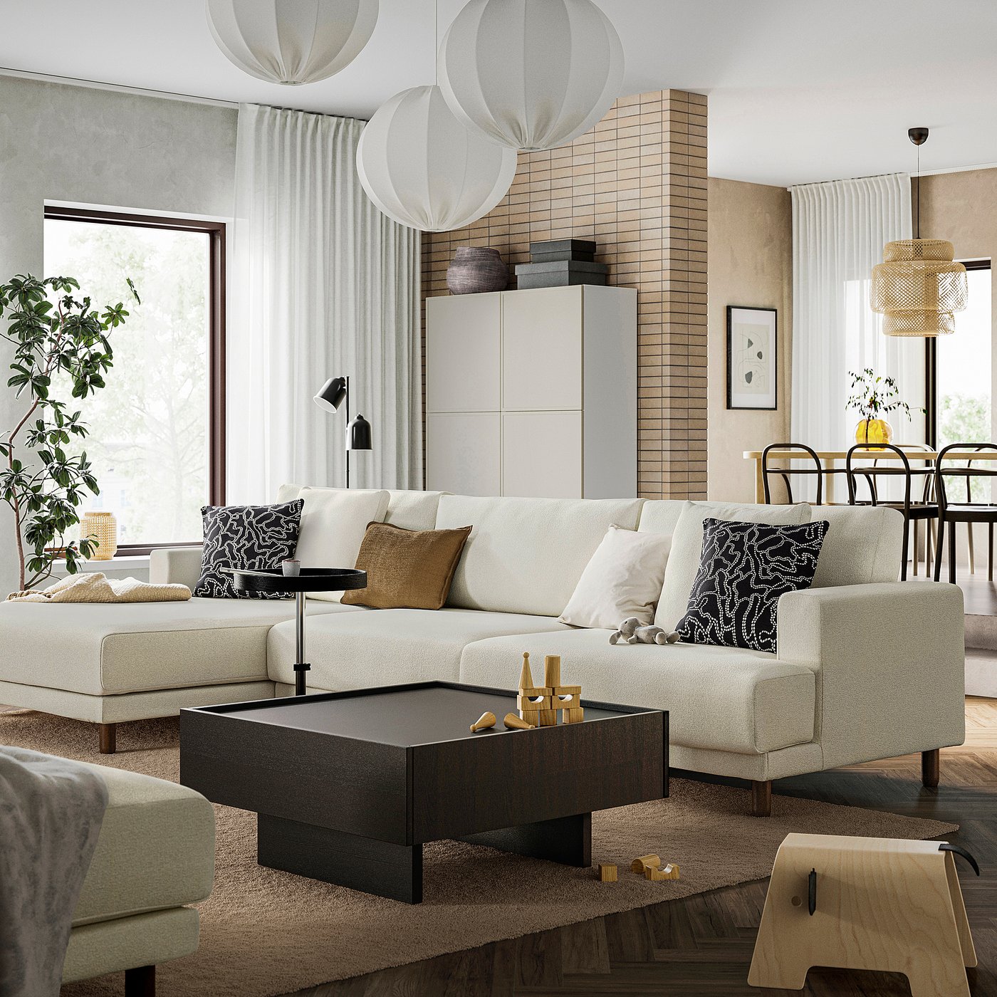 UPPÅKRA 4.5-seat mod sofa, with chaise, left/Samsala dark-brown - IKEA