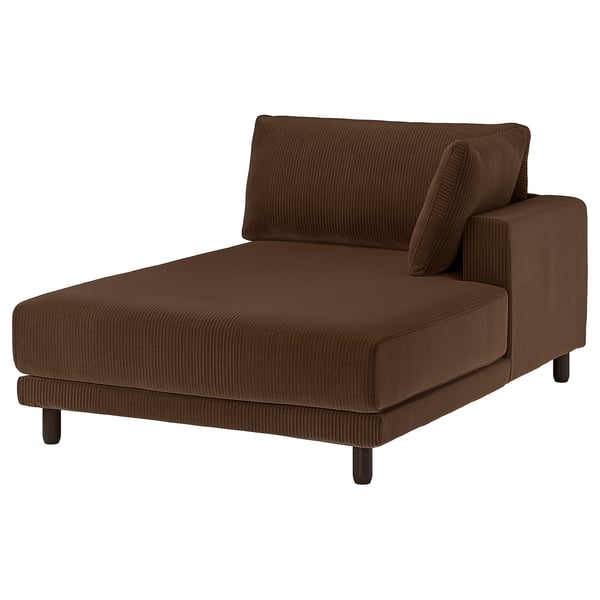UPPÅKRA Chaise longue module, with armrest right/Samsala dark brown