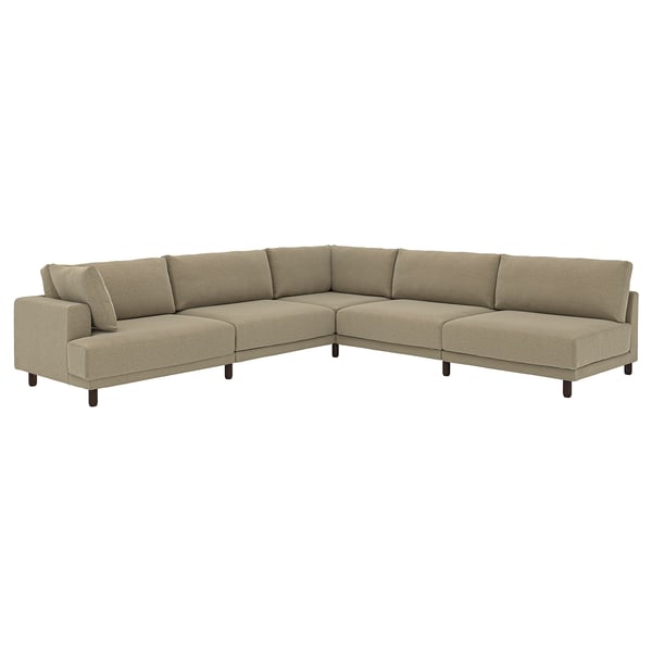 UPPÅKRA Mod corner sofa, 6 seat, with open end, right/Johanneshov brown-beige