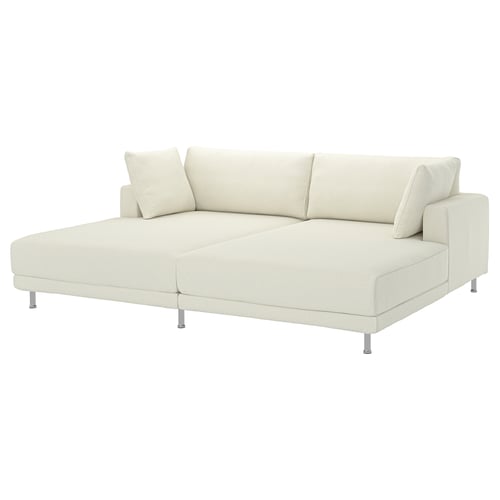 The UPPÅKRA sofa is a comfortable, sleek white fabric sectional with large cushions, perfect for family relaxation.
