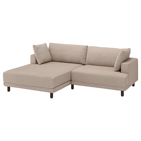 UPPÅKRA Sectional, 3-seat, with chaise, left/Samsala gray-beige