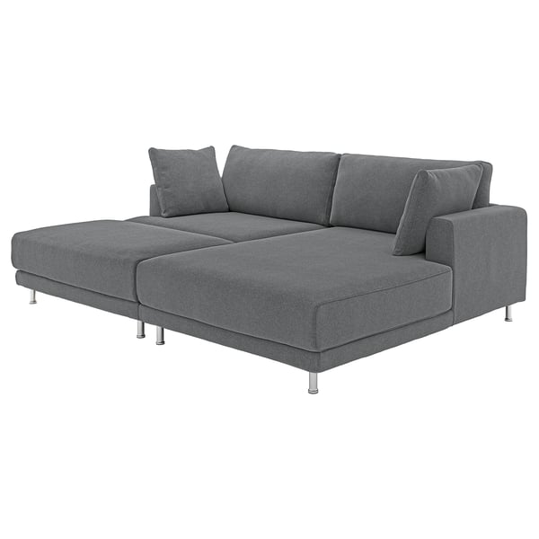 UPPÅKRA Sectional, 3-seat, with chaise, right with footstool/Johanneshov dark gray