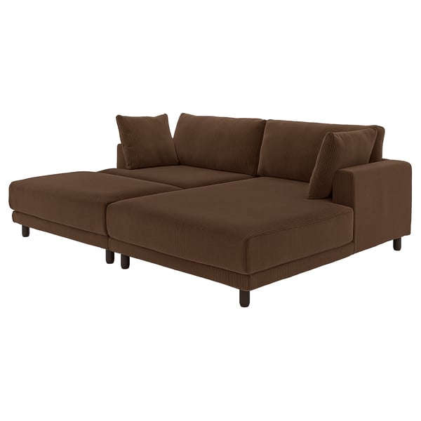 UPPÅKRA Sectional, 3-seat, with chaise, right with footstool/Samsala dark brown