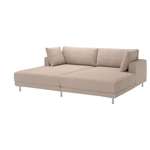 UPPÅKRA beige sofa, modern design, large cushions, chrome legs.