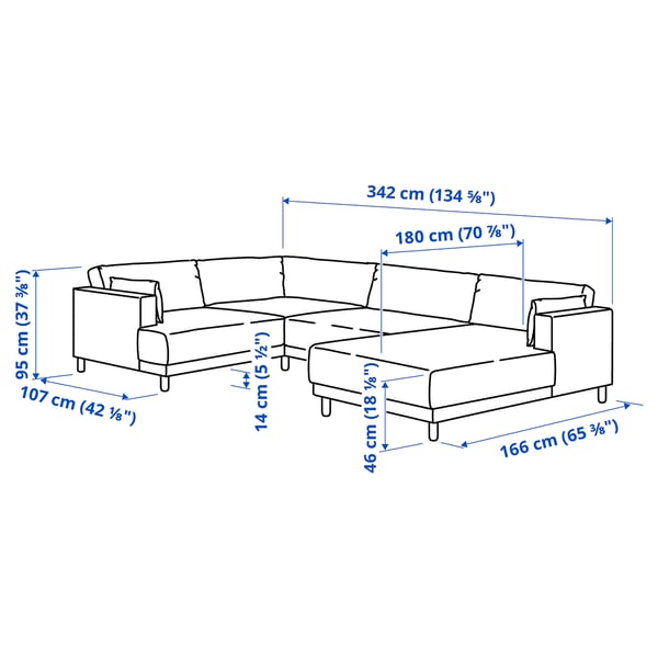 UPPÅKRA U-shaped sofa, 4,5-seat, with chaise, right/Samsala yellow-brown