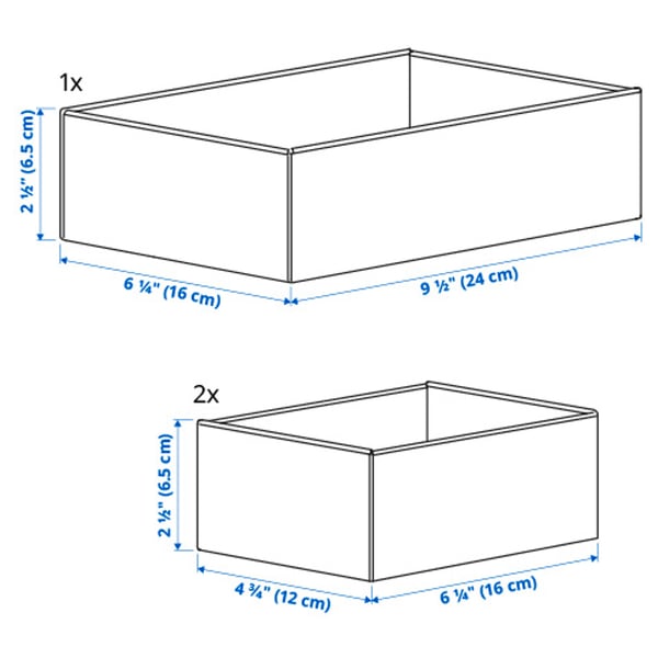 UPPDATERA Box, set of 3, gray