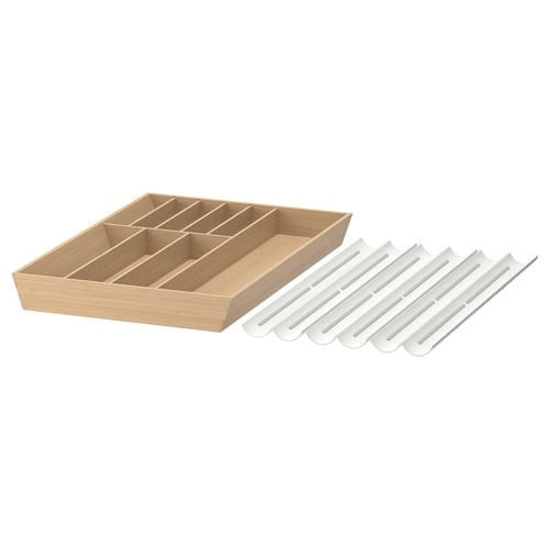 UPPDATERA Cutlery tray/spice rack, white/bamboo, 26x19 ½ "