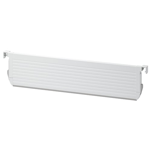 A white UPPDATERA drawer divider, featuring ridged walls and adjustable hooks, designed to organise kitchen items.