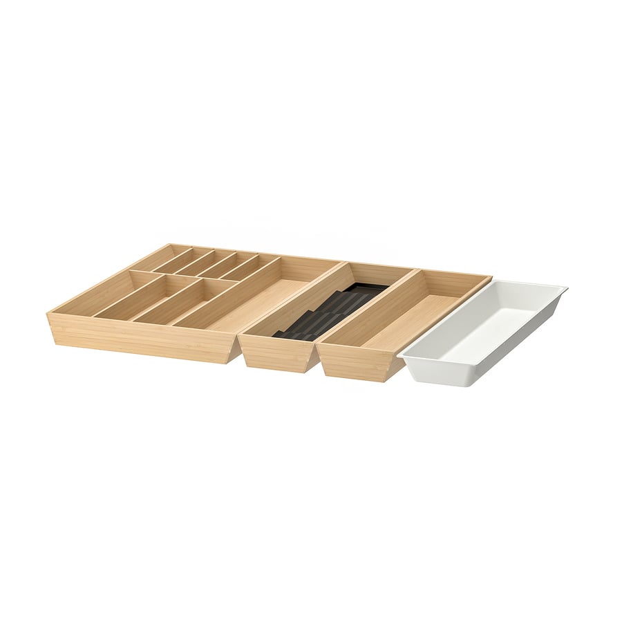 UPPDATERA flatware+utsl trays/tray/spice rck, anthracite/light bamboo