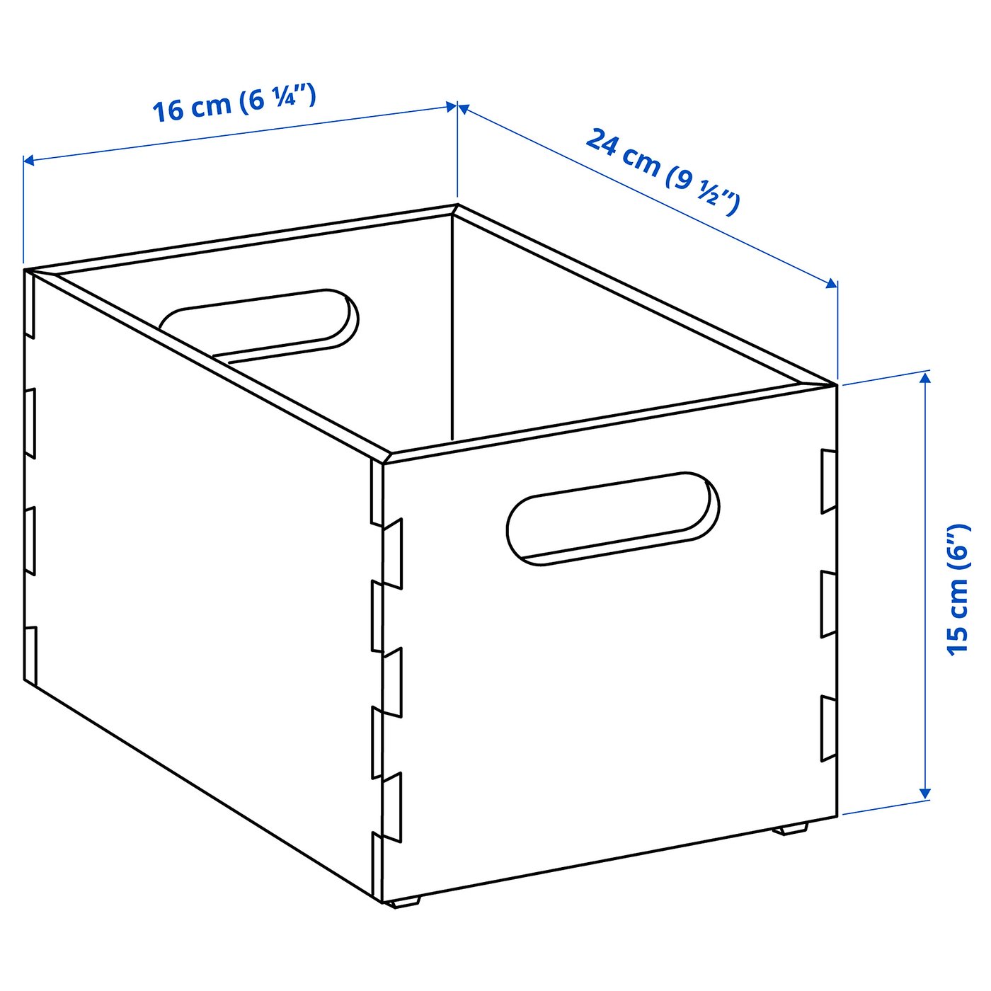 dustbox Lサイズ UPPDATERA storage box, dark bamboo, 6 ¼x9 ½x6