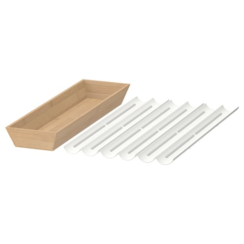 UPPDATERA Utensil tray/spice rack, white/bamboo, 18x19 ½ "