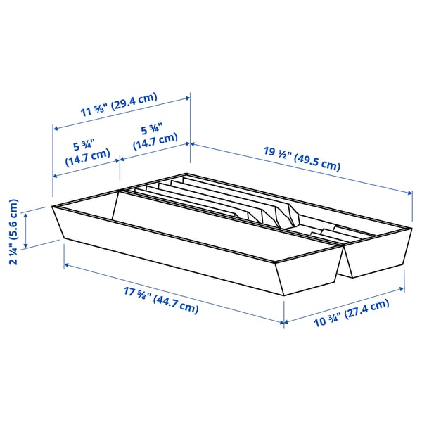 UPPDATERA Utensil tray/tray with knife rack, anthracite/light bamboo, 12x19 1/2 "