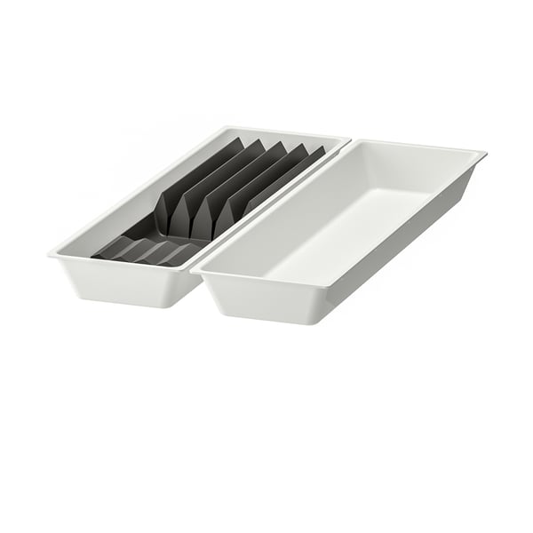 UPPDATERA Utensil tray/tray with knife rack, white/anthracite, 12x19 1/2 "