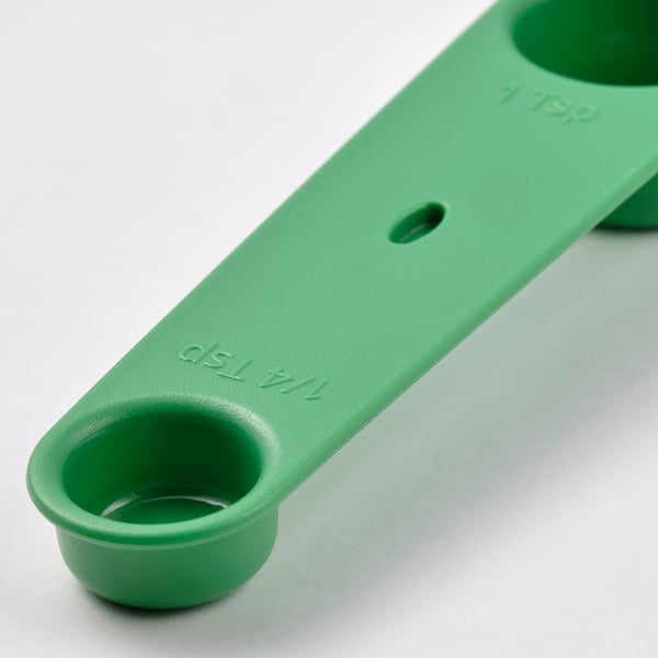 UPPFYLLD Measuring spoon, set of 2, off-white/bright green