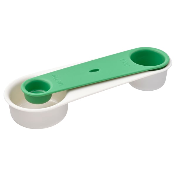 UPPFYLLD Measuring spoon, set of 2, off-white/bright green