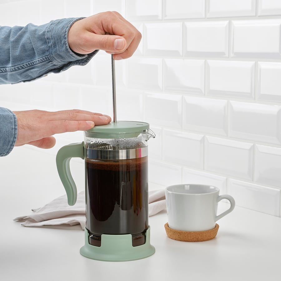 UPPHETTA French press coffee maker, glass/stainless steel light green