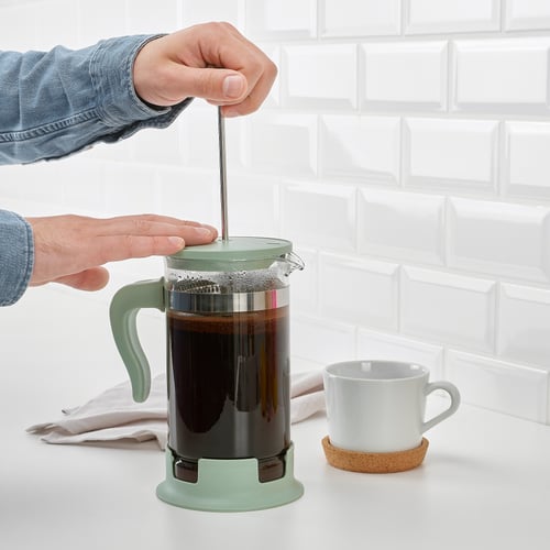 UPPHETTA French press coffee maker, glass/stainless steel light green