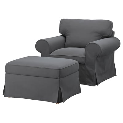 UPPLAND Armchair and ottoman, Hakebo dark gray