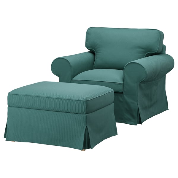 UPPLAND Armchair and ottoman, Kelinge gray-turquoise