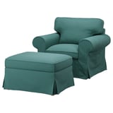 UPPLAND Armchair and ottoman, Kelinge gray-turquoise