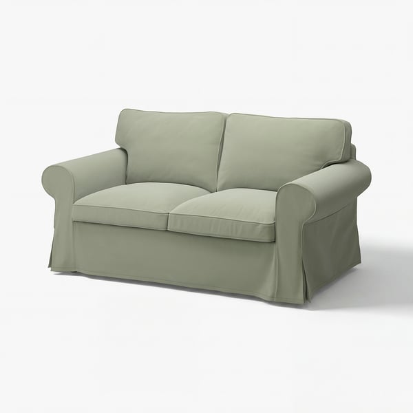 UPPLAND sage sofa, light green, comfy design, deep cushions, removable cover.