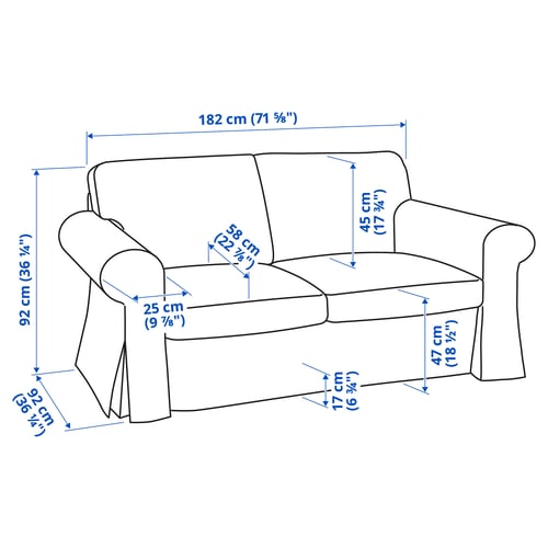 Illustration with measurements for the product: UPPLAND.