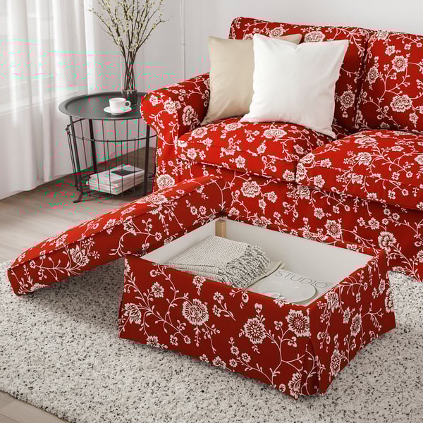 UPPLAND ottoman, Virestad red/white IKEA