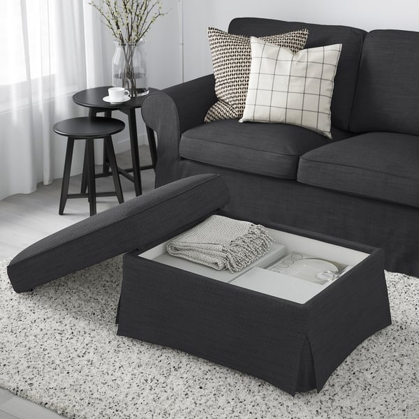 UPPLAND Ottoman with storage, Hillared anthracite