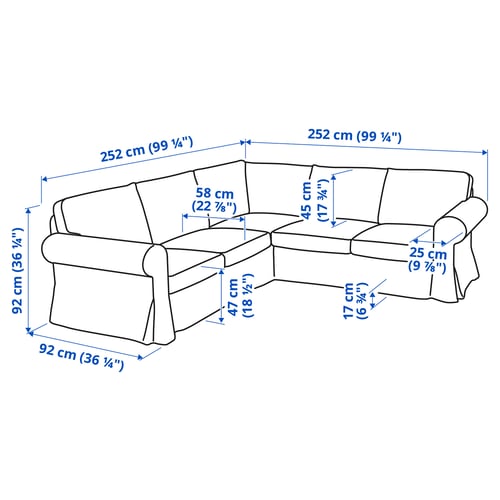Illustration with measurements for the product: UPPLAND.