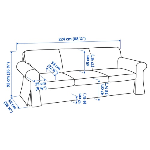 Illustration with measurements for the product: UPPLAND.