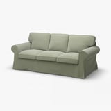 Green UPPLAND sofa, soft padded, 3-seater, rounded arms, upholstered, cosy design.