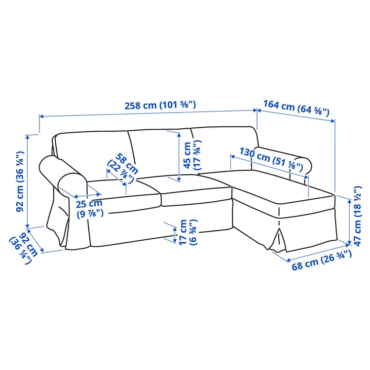 UPPLAND sofa with chaise, Hillared dark blue IKEA