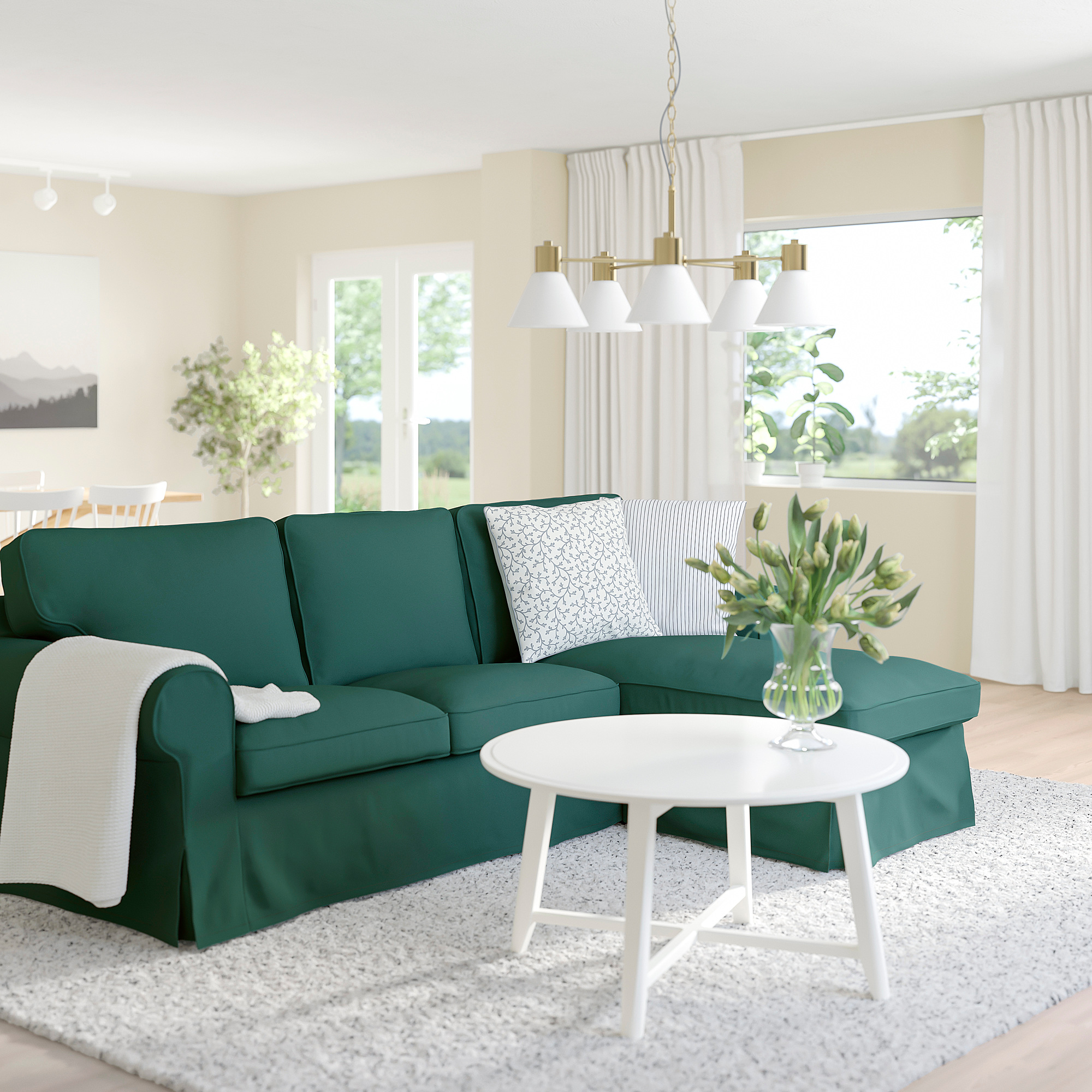 UPPLAND Sofa with chaise Totebo dark turquoise IKEA