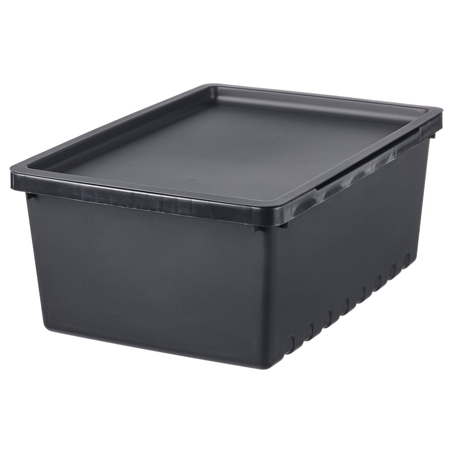 UPPSNOFSAD storage box with lid, black, 13 ¾x9 ¾x5 ½"/2 gallon - IKEA US