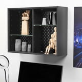 UPPSPEL Glass-door cabinet, dark gray, 29 7/8x22 "