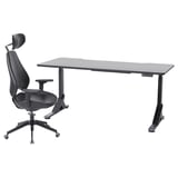 UPPSPEL / GRUPPSPEL Gaming desk and chair, black/Grann black, 70 7/8x31 1/2 "
