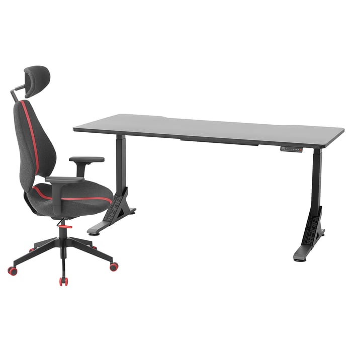 UPPSPEL / GRUPPSPEL gaming desk and chair, black/gray, 707/8x311/2" IKEA