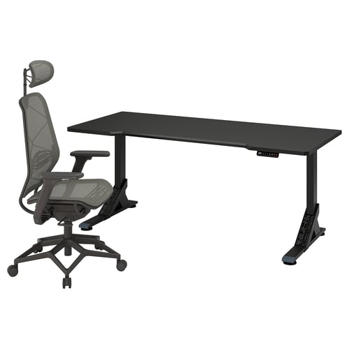 UPPSPEL / STYRSPEL gaming desk and chair, black/gray, 707/8x311/2" IKEA