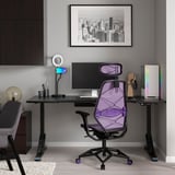 UPPSPEL / STYRSPEL Gaming desk and chair, black/purple, 70 7/8x31 1/2 "