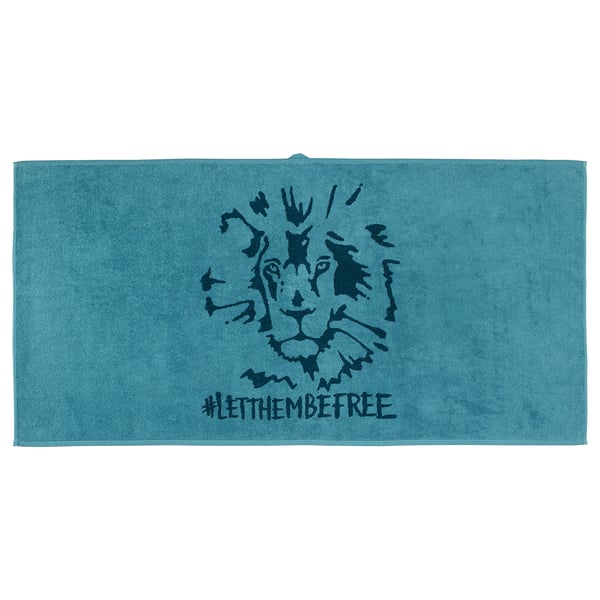 Urskog Bath Towel Lion Blue Ikea