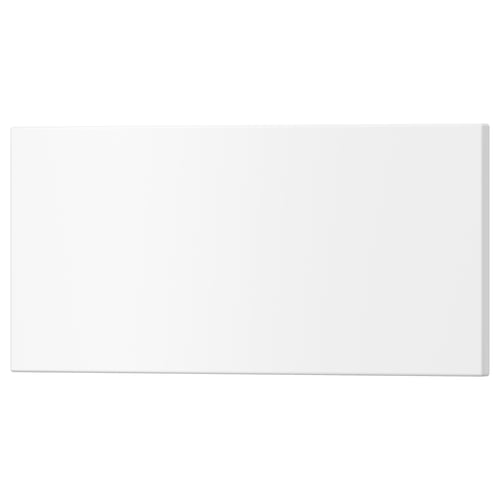 A white rectangular uptrust drawer front made of acrylic paint-coated fiberboard.