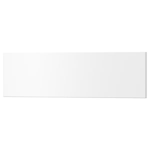 White rectangular drawer front made of acrylic painted fibreboard with smooth, clean lines.